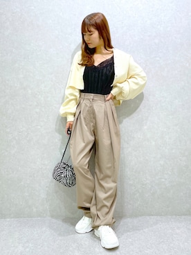 「へザー」｜「アイテム（スラックス）」を使った、ariさん（レディース・158cm）の秋コーディネート