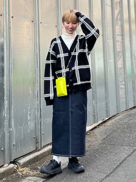 「Lee（リー）のアイテム（デニムスカート）」を使った、omaさん（レディース・163cm）の冬コーディネート