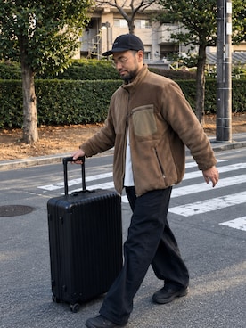 「Engineered Garments（エンジニアードガーメンツ）のコンビネーションフリースジャケット（その他アウター、ブラウン系）」を使った、はんじろーさん（メンズ・175cm）の秋コーディネート
