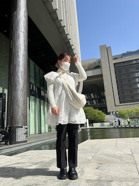 「ZARA（ザラ）のアイテム（トップス、ホワイト系）」を使った、‪ ·͜·さん（レディース・158cm）の春コーディネート