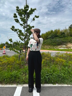 「UNIQLOコーデ」｜「アイテム（ハンチング/ベレー帽）」を使った、‪ ·͜·さん（レディース・158cm）の春コーディネート