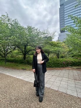 「select MOCA（セレクトモカ）のアイテム（シャツ/ブラウス、ベージュ系）」を使った、‪ ·͜·さん（レディース・158cm）の春コーディネート