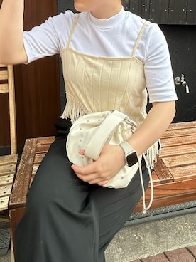 「Minimanimoのアイテム（トップス、ベージュ系）」を使った、‪ ·͜·さん（レディース・158cm）の夏コーディネート