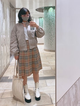 「ひざ丈スカート」｜マワリさん（レディース・166cm）の秋コーディネート