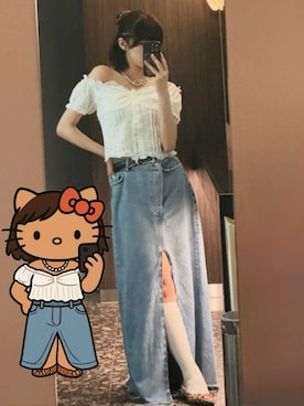 「アイテム（デニムスカート）」を使った、manamiさん（レディース・170cm）の夏コーディネート