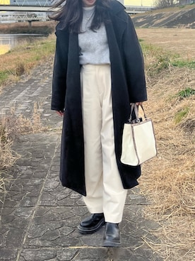 「ノームコア」｜「アイテム（その他アウター）」を使った、かーしさん（レディース・162cm）の冬コーディネート