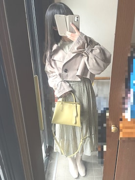 「one after another NICE CLAUP（ワンアフターアナザーナイスクラップ）のアイテム（トレンチコート）」を使った、ほたるさん（レディース・159cm）の春コーディネート