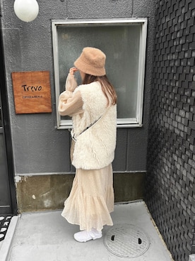 「DRESKIP（ドレスキップ）のアイテム（ハット）」を使った、miyuさん（レディース・163cm）の秋コーディネート