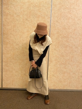「DRESKIP（ドレスキップ）のアイテム（ハット）」を使った、miyuさん（レディース・163cm）の冬コーディネート