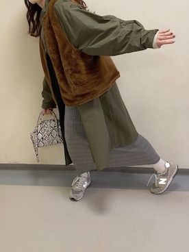 「ロング丈」｜「アイテム（その他アウター）」を使った、miyuさん（レディース・163cm）の秋コーディネート