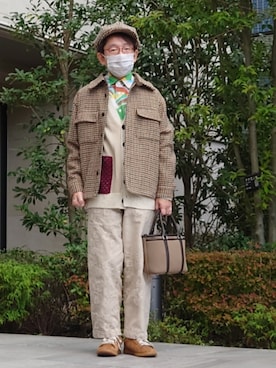 「アイテム（トートバッグ）」を使った、ちゃばこさん（メンズ・168cm・50代）の秋コーディネート