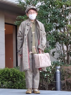 「アイテム（キャスケット）」を使った、ちゃばこさん（メンズ・168cm）の春コーディネート