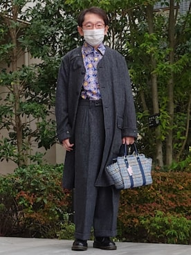 「アイテム（ノーカラーコート）」を使った、ちゃばこさん（メンズ・168cm）の秋コーディネート