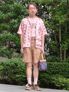 「Clarks（クラークス）のアイテム」を使った、ちゃばこさん（メンズ・168cm）の夏コーディネート