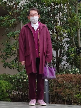 「40ｃｔ＆525（フォーティーカラッツアンドゴーニーゴ）のアイテム（ジャケット/アウター、レッド系）」を使った、ちゃばこさん（メンズ・168cm）の春コーディネート