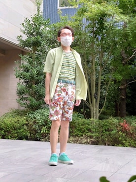 「Saturdays NYC（サタデーズ ニューヨークシティ ）のアイテム（シューズ）」を使った、ちゃばこさん（メンズ・168cm）の夏コーディネート