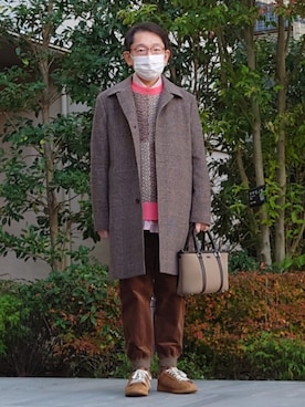 「アイテム（ステンカラーコート）」を使った、ちゃばこさん（メンズ・168cm）の冬コーディネート
