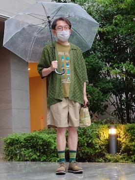 「40ｃｔ＆525（フォーティーカラッツアンドゴーニーゴ）のラスタウォーカーイージーショーツ（その他パンツ）」を使った、ちゃばこさん（メンズ・168cm・50代）の秋コーディネート