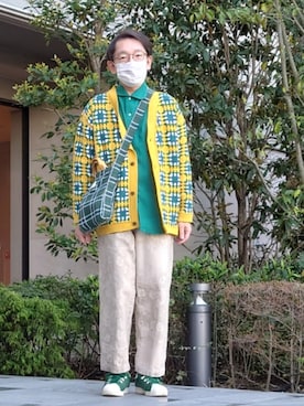 「Paul Smith（ポールスミス）のPaul Smith + Lee(R) ジャカード テーパード トラウザーズ / 153702 LB0588（その他パンツ、ベージュ系）」を使った、ちゃばこさん（メンズ・168cm）の春コーディネート