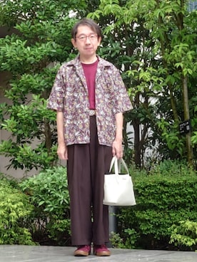 「tk.TAKEO KIKUCHI（ティーケータケオキクチ）のアイテム（パンツ）」を使った、ちゃばこさん（メンズ・168cm）の夏コーディネート