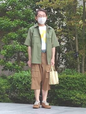 「ミリタリーシャツ」｜ちゃばこさん（メンズ・168cm）の春コーディネート