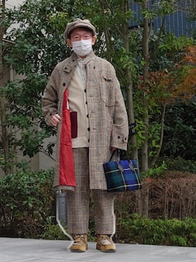 「アイテム（キャスケット）」を使った、ちゃばこさん（メンズ・168cm）の冬コーディネート