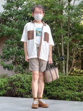 「アイテム（トートバッグ）」を使った、ちゃばこさん（メンズ・168cm）の夏コーディネート