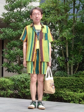 「アイテム（セットアップ）」を使った、ちゃばこさん（メンズ・168cm）の夏コーディネート