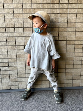「無印良品（ムジルシリョウヒン）のアイテム（帽子）」を使った、kontsuさん（キッズ・90cm）の夏コーディネート