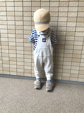 「ノースフェイス」｜「アイテム（オールインワン・サロペット）」を使った、kontsuさん（キッズ・90cm）の夏コーディネート