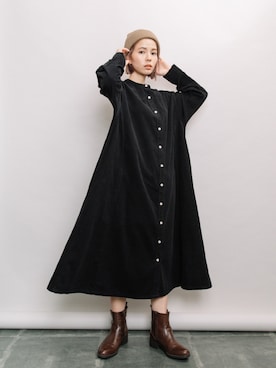 「秋トレンド2021」｜「アイテム（シャツワンピース）」を使った、refinedworks【相互】さん（レディース・158cm）の秋コーディネート