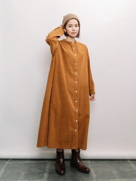 「ブラウンコーデ」｜「アイテム（シャツワンピース）」を使った、refinedworks【相互】さん（レディース・158cm）の夏コーディネート