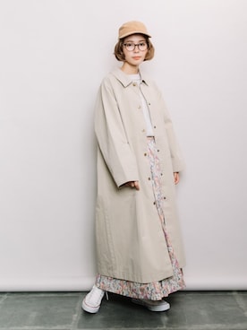 「花柄」｜「アイテム（ステンカラーコート）」を使った、refinedworks【相互】さん（レディース・158cm）の冬コーディネート