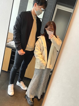 「SENSE OF PLACE by URBAN RESEARCH（センスオブプレイスバイアーバンリサーチ）のアイテム（ムートンコート）」を使った、身長差カップルの日常さん（レディース・151cm）の冬コーディネート