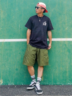 「真夏のアクティブスタイル」｜「アイテム（キャップ）」を使った、anchanさん（メンズ・170cm）の夏コーディネート