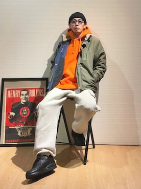 「gym master（ジムマスター）のアイテム（その他アウター）」を使った、anchanさん（メンズ・170cm）の冬コーディネート