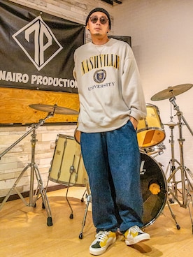 「re_k by JUNRED（レクバイジュンレッド）のアイテム（スウェット）」を使った、anchanさん（メンズ・170cm）の冬コーディネート