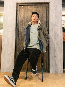 「RIPNDIP（リップンディップ）のアイテム（帽子）」を使った、anchanさん（メンズ・170cm）の秋コーディネート