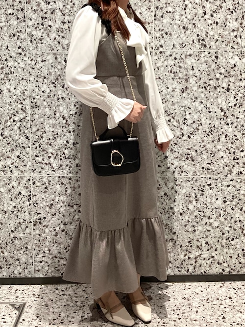 セール】2025秋冬新作 ギャザーショルダーマーメイドジャンスカ