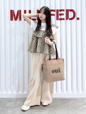 「MILKFED.（ミルクフェド）のアイテム（バッグ）」を使った、まりあさん（レディース・154cm）の春コーディネート