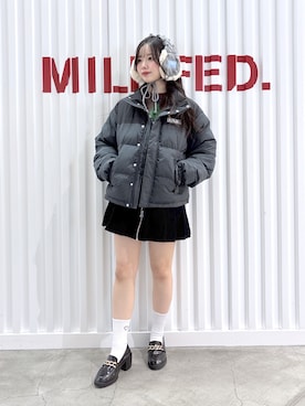 「アイテム（イヤーマフ）」を使った、まりあさん（レディース・154cm）の冬コーディネート