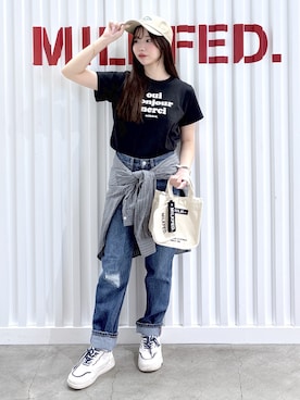 「MILKFED.（ミルクフェド）のアイテム」を使った、まりあさん（レディース・154cm）の夏コーディネート