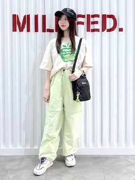 「MILKFED.（ミルクフェド）のアイテム」を使った、まりあさん（レディース・154cm）の夏コーディネート