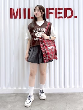 「MILKFED.（ミルクフェド）のアイテム」を使った、まりあさん（レディース・154cm）の夏コーディネート