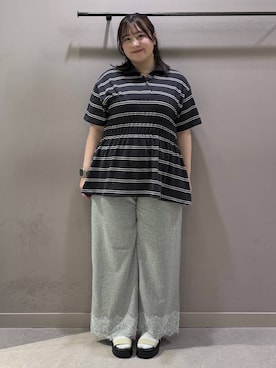 「LOWRYS FARM（ローリーズファーム）のカンドウフィットバンドサンダル 637892（サンダル、ホワイト系）」を使った、ninomiii203さん（レディース）の夏コーディネート