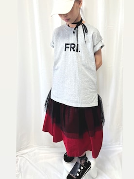 「アイテム（スカート）」を使った、KAROさん（キッズ・142cm）の夏コーディネート