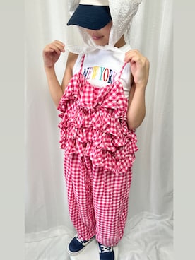 「アイテム（キャップ）」を使った、KAROさん（キッズ・142cm）の夏コーディネート