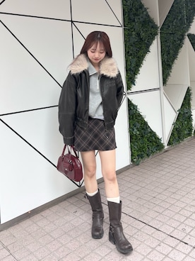 「アイテム（ブルゾン）」を使った、miyu 🤍さん（レディース・156cm）の秋コーディネート