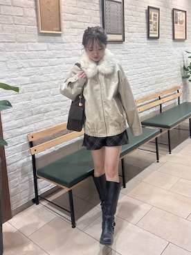 「アイテム（ブルゾン）」を使った、miyu 🤍さん（レディース・156cm）の秋コーディネート