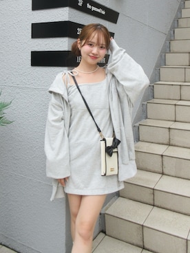 「Chico（チコ）のリボントラベルマルチショルダー（ショルダーバッグ、ホワイト系）」を使った、miyu 🤍さん（レディース・156cm）の夏コーディネート